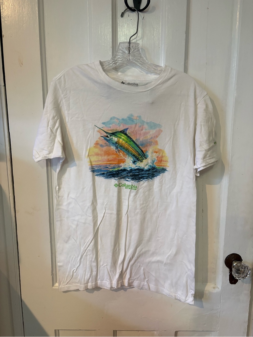 Columbia White Short-Sleeve Graphic Marlin Tee